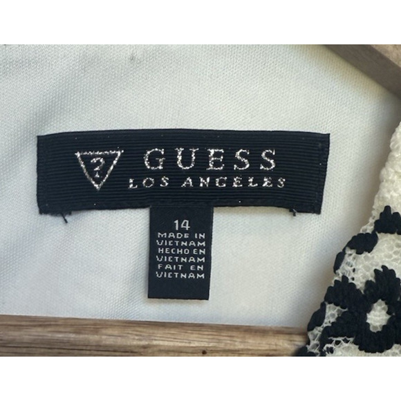 Vintage Y2K Guess Womens Lace Chevron Dress Size 14 Sheer Cocktail Party Event - Picture 8 of 14